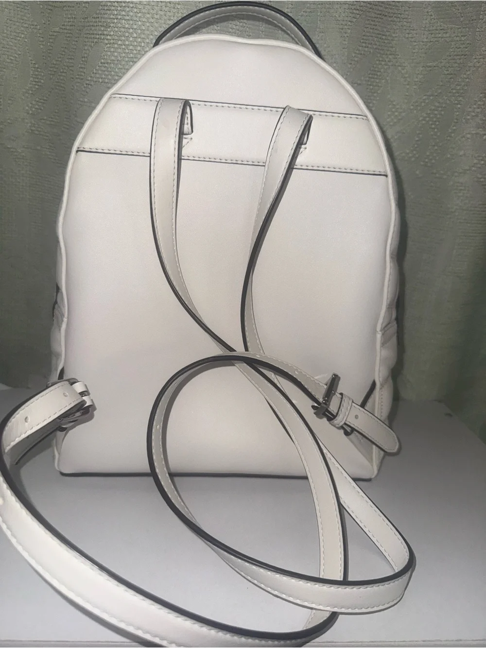 Michael Kors White Leather Mini Backpack with Light Pink Lining